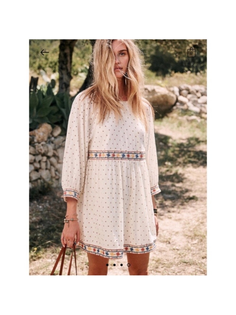 Sezane Grace Dress Embroidered Babydoll Tie Back Womens Size 34 / US XS - Picture 3 of 9